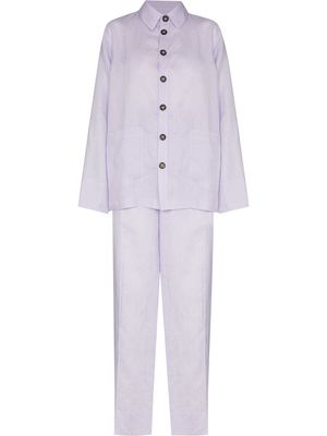 Sleeper long-sleeve linen pajama set - Purple
