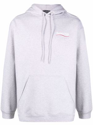 Balenciaga embroidered-logo drawstring hoodie - Grey