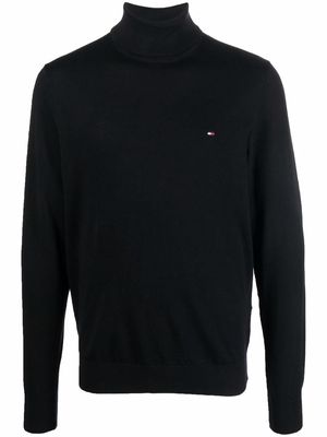 Tommy Hilfiger embroidered-logo roll-neck jumper - Black