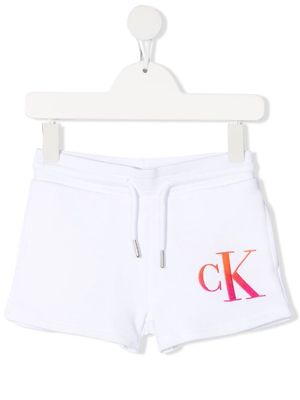 Calvin Klein Kids logo-print track shorts - White