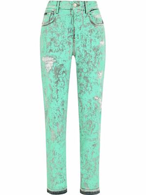 Dolce & Gabbana ripped-detail denim jeans - Green
