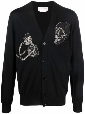Alexander McQueen skull-patch button-up cardigan - Black