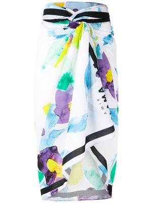 Amir Slama abstract floral-print mid-length sarong - White