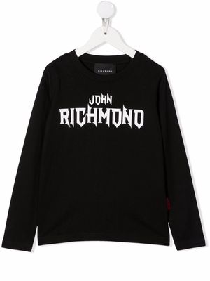 John Richmond Junior logo print long sleeved T-shirt - Black