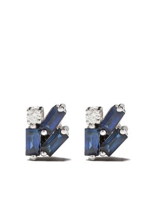 Suzanne Kalan 18kt white gold sapphire and diamond stud earrings