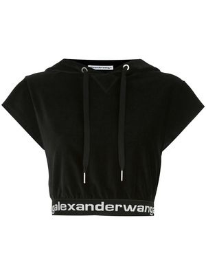 Alexander Wang cropped corduroy hoodie - Black