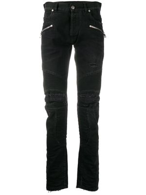 Balmain monogram detail slim-fit jeans - Black