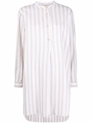 Woolrich striped collarless long shirt - Neutrals