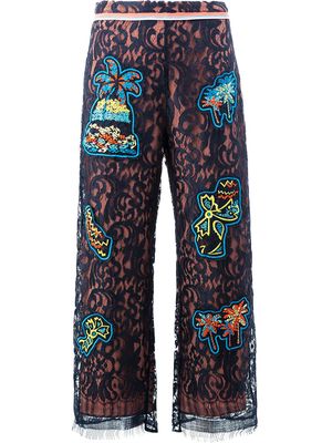 Peter Pilotto lace patch overlay trousers - Black