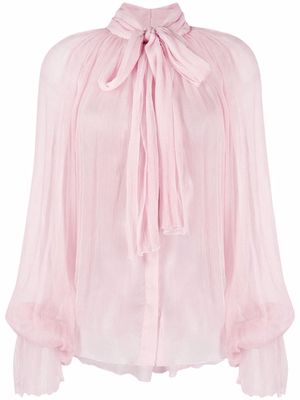 Atu Body Couture pussy bow-collar silk blouse - Pink