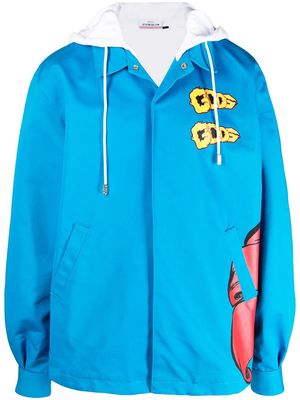 Gcds flower print hooded jacket - Blue