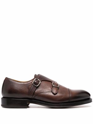Doucal's double-strap leather monk shoes - Brown