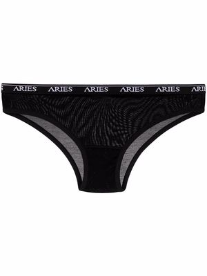 Aries logo-waistband hipster briefs - Black