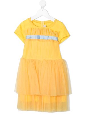 Simonetta ruffled short-sleeved T-shirt dress - Yellow