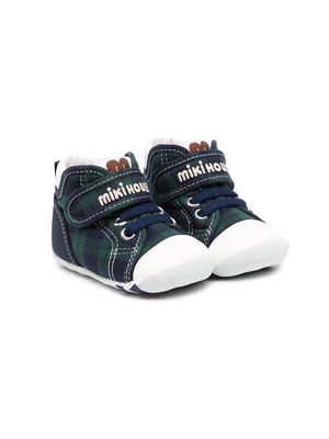 Miki House tartan touch-strap sneakers - Blue