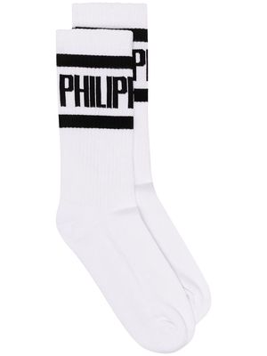 Philipp Plein logo print socks - White