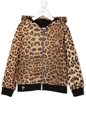 Philipp Plein Junior leopard-print hoodie - Neutrals
