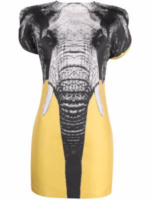 JC de Castelbajac Pre-Owned 2000s elephant-print mini dress - Yellow
