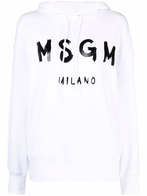 MSGM logo-print cotton hoodie - White