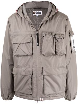 A BATHING APE® hooded cargo-pocket jacket - Grey