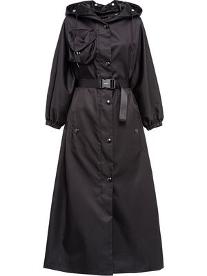 Prada belted hooded coat - Black