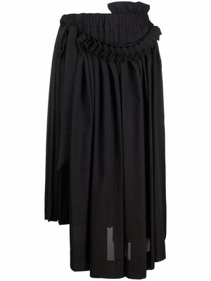 Simone Rocha gathered pleated mid-length skirt - Black