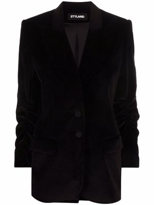 Styland single-breasted velvet blazer - Black
