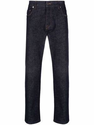 Fendi raised-logo slim-fit jeans - Blue