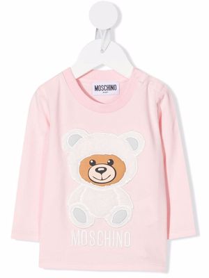 Moschino Kids teddy bear-motif cotton sweatshirt - Pink