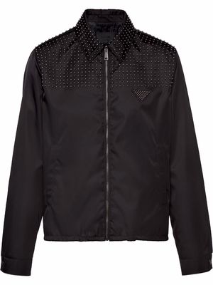 Prada studded Re-Nylon zip-front jacket - Black
