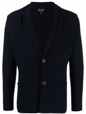 Giorgio Armani ribbed-knit single-breasted blazer - Blue