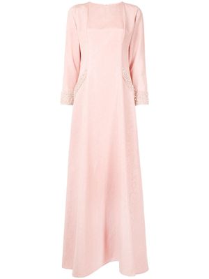 SHATHA ESSA bead-embellished long-sleeve dress - Pink
