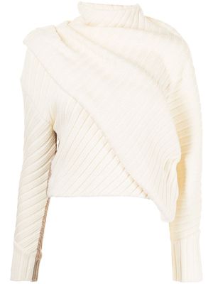 Ports 1961 ribbed knit layered jumper - White