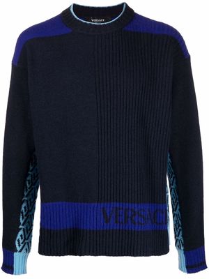Versace panelled crew-neck jumper - Blue