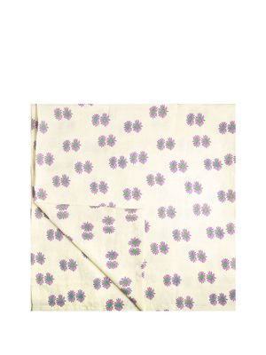 La DoubleJ Margherita-print linen tablecloth - White