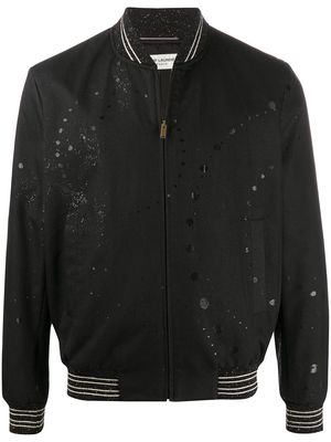Saint Laurent paint splatter bomber jacket - Black
