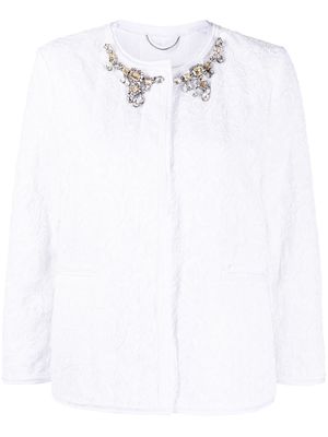 Ermanno Scervino embellished-detail collarless jacket - White