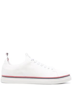 Thom Browne grosgrain-trimmed canvas sneakers - White