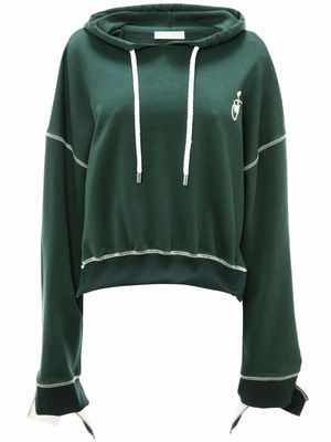 JW Anderson Anchor-embroidered hoodie - Green