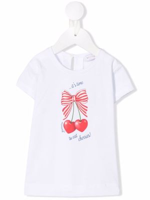 Monnalisa cherry-print short-sleeved T-shirt - White