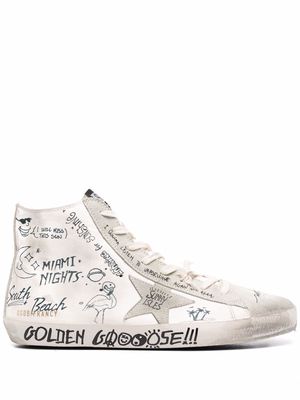 Golden Goose Francy distressed high-top sneakers - White
