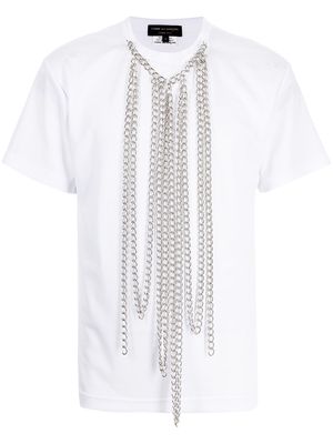 Comme Des Garçons Homme Plus draped chain-trim T-shirt - White