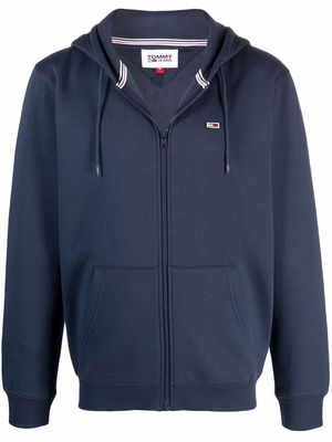 Tommy Jeans flag patch rib-trimmed hoodie - Blue