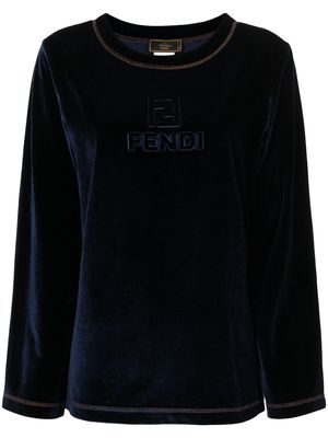 Fendi Pre-Owned 1990s logo plaque long-sleeved T-shirt - Blue