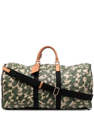 Louis Vuitton 2008 pre-owned camouflage monogram Keepall Bandouliere 55 travel bag - Green