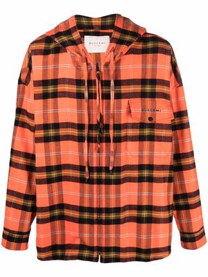 Buscemi check-print zip-up hoodie - Orange