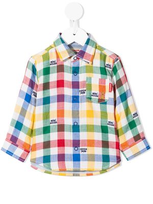 Miki House rainbow checked shirt - Blue