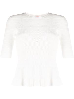 BOSS open knit short-sleeved top - White