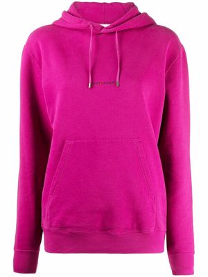 Saint Laurent logo-print drawstring hoodie - Pink