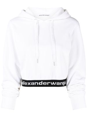 Alexander Wang logo-waist cropped hoodie - White